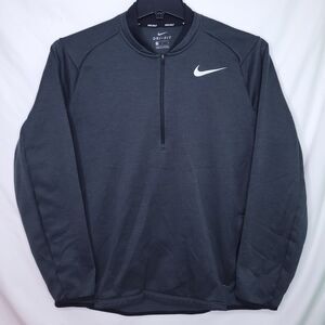 Nike Fleece Jacket Mens Large Gray 1/4 Zip Golf Dri Fit Swoosh